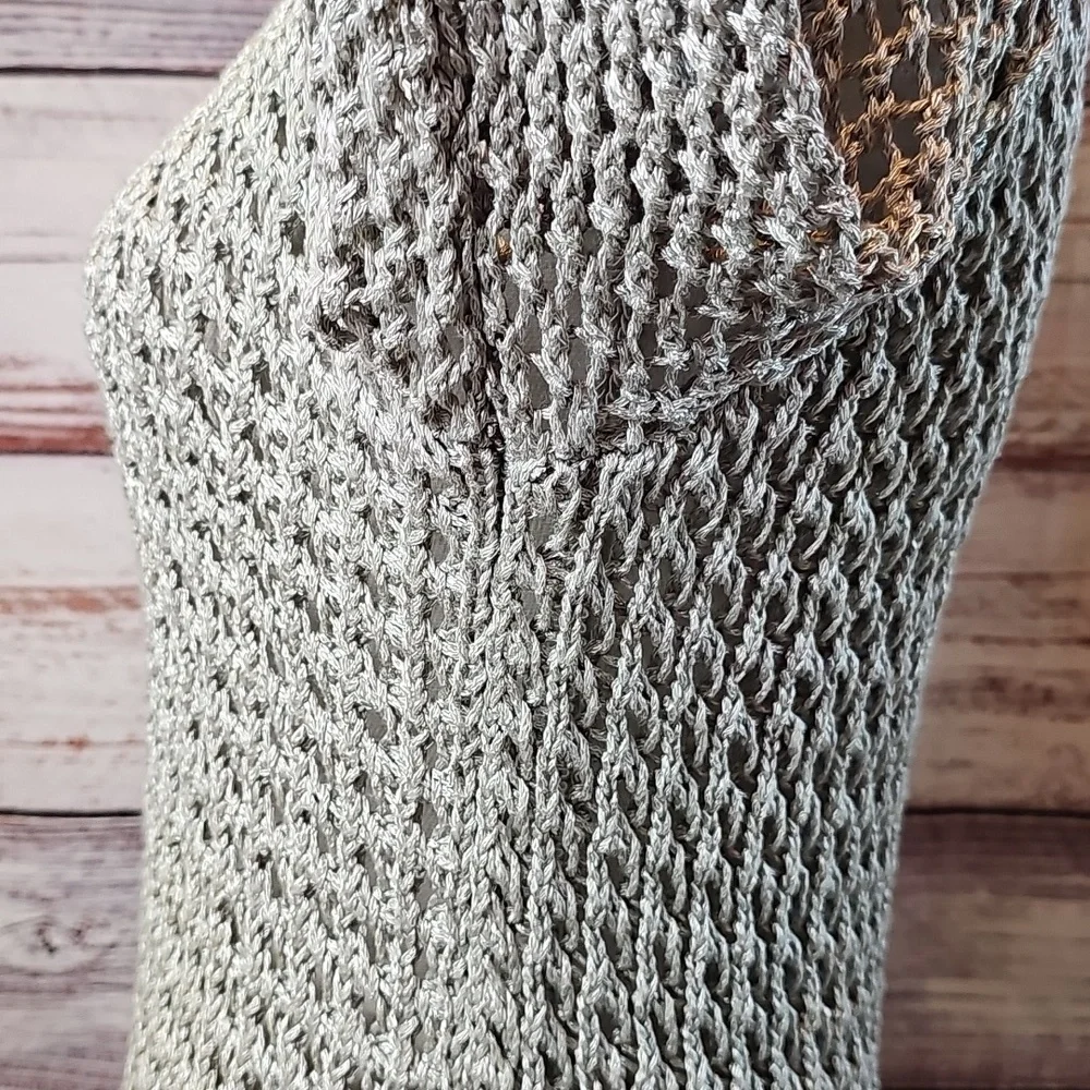 NEW LUCKY BRAND OLIVE GREEN OPEN KNIT LONG SLEEVE PULLOVER SWEATER - Picture 8 of 14